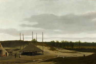 Klitlandskap med en höstack